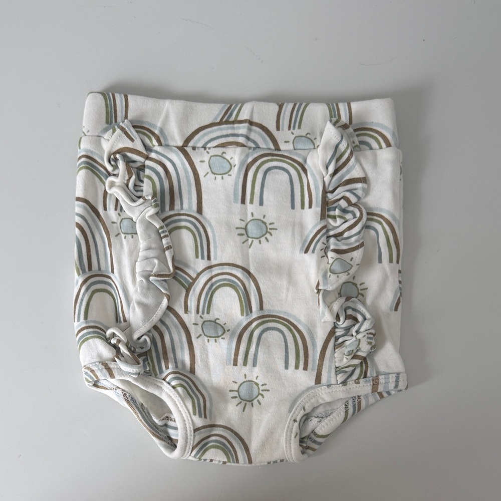 Kate Quinn Baby Bloom High-Waist Ruffle Bloomers in Neutral Rainbow